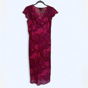 Express Pink & Red Sheath Midi Dress